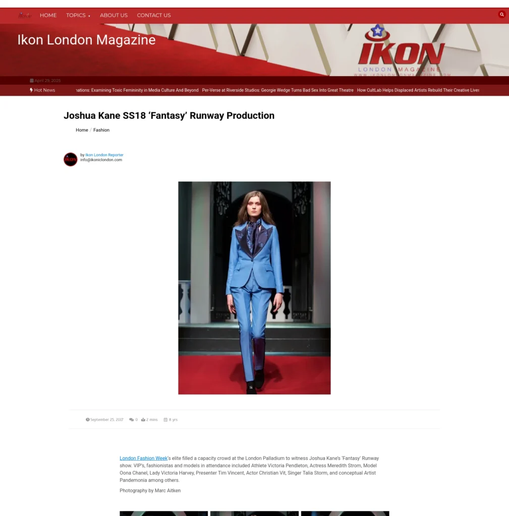 Joshua Kane LFW17 Ikon London Magazine SS18